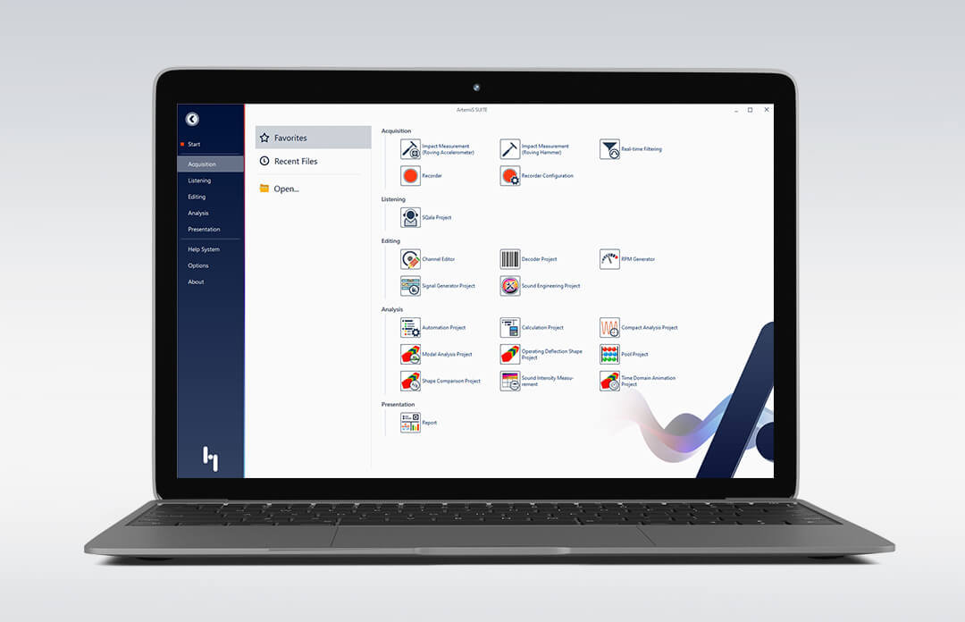ArtemiS SUITE Software-Plattform, Benutzeroberfläche