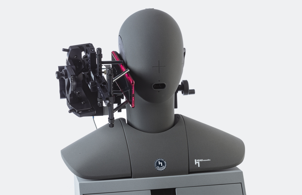 Handset positioner HHP III.1 mounted on an artificial head